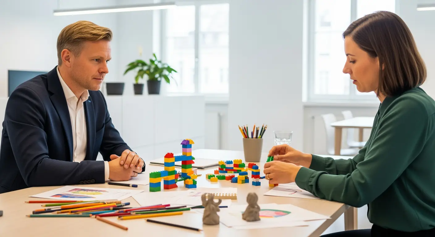 Erlebnisbasiertes Coaching mit Lego und Kunst: Analoge Tools in digitaler Zeit